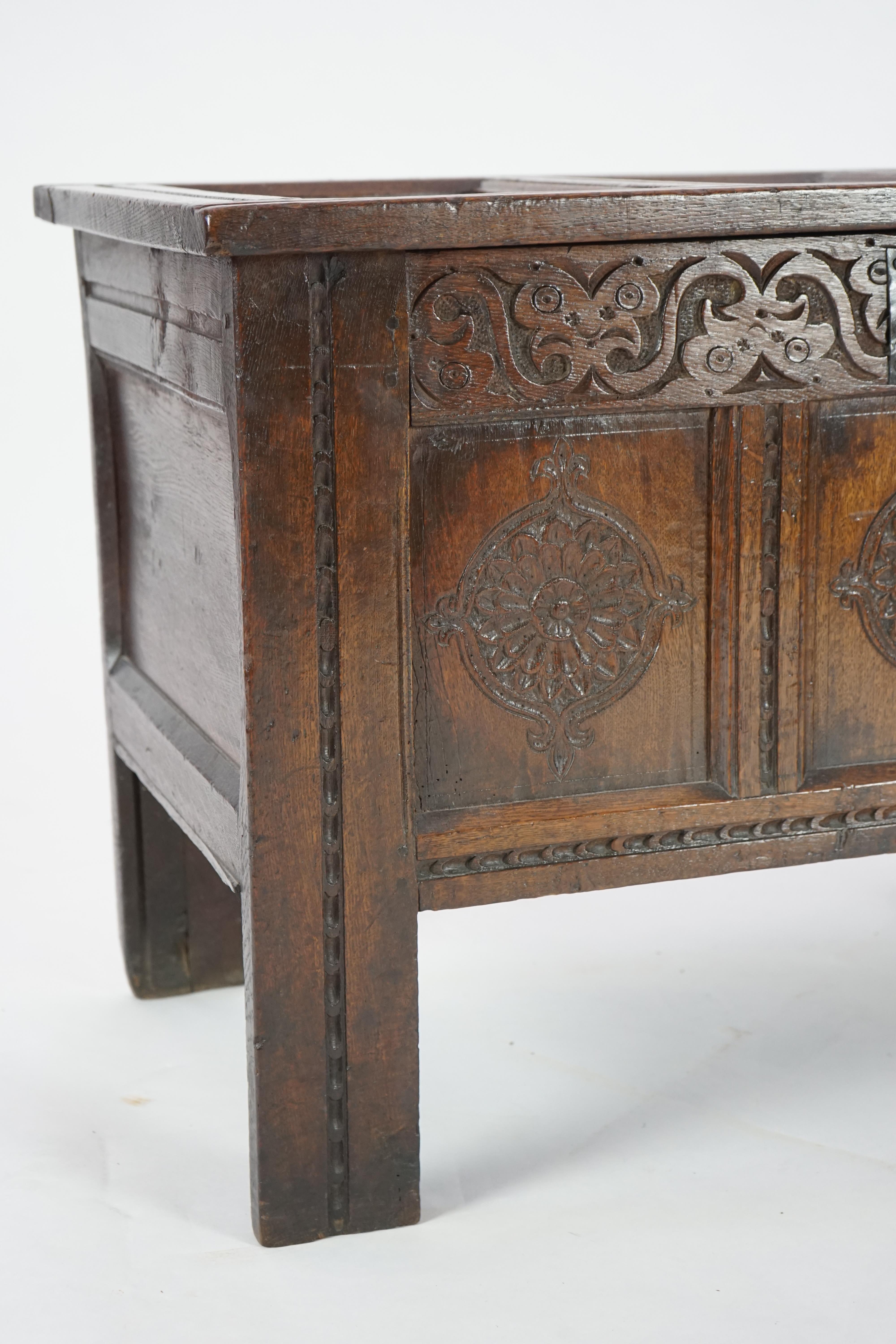 A 17th century oak coffer